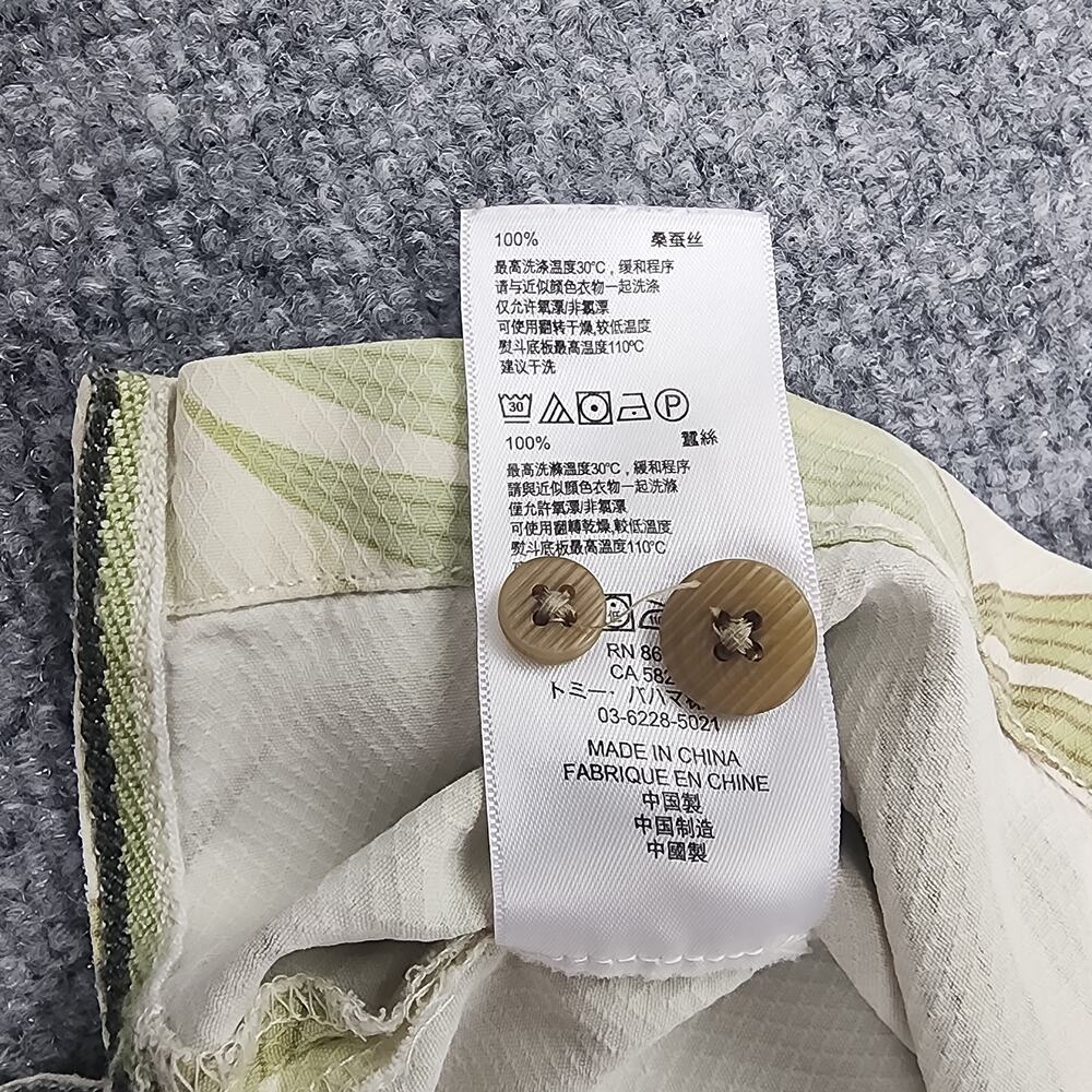 Tommy Bahama Shirt Mens Large Tan Tropical Silk Hawaiian Button Up Loop Collar - Picture 16 of 16